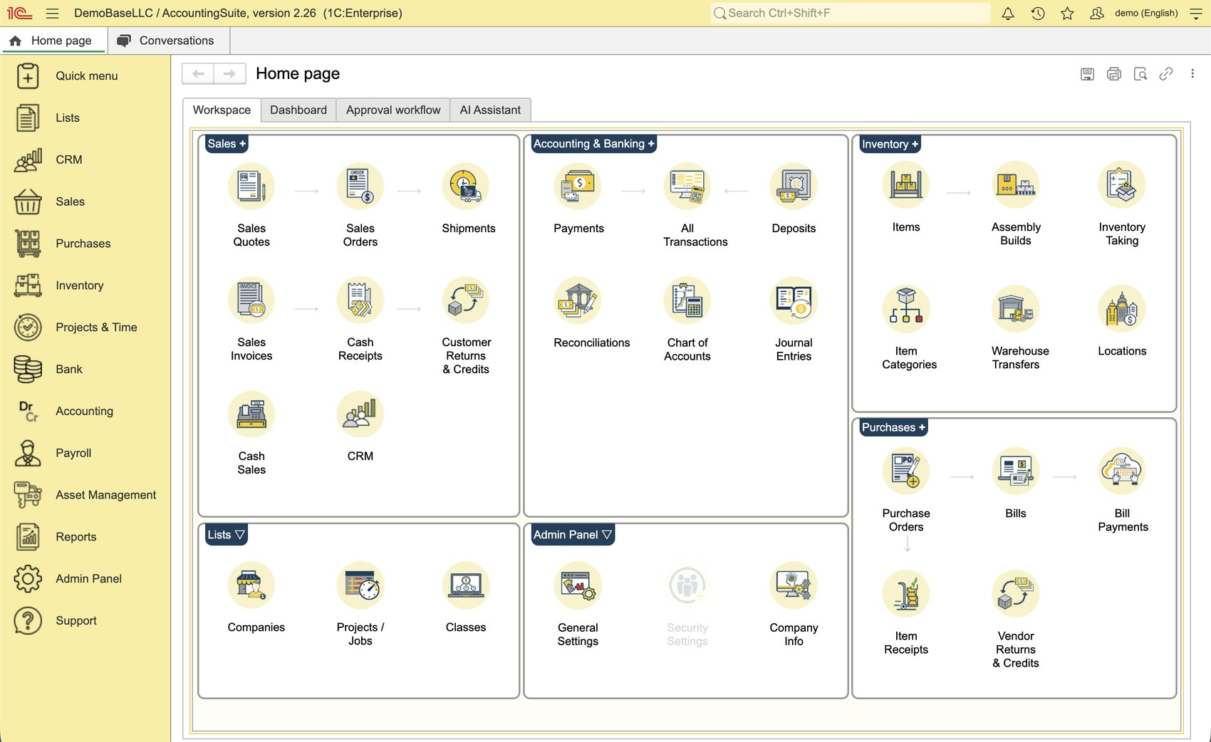 AccountingSuite interface dashboard preview